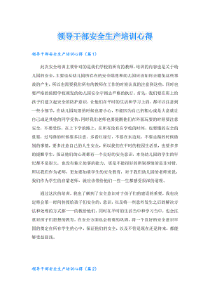 领导干部安全生产培训心得.doc