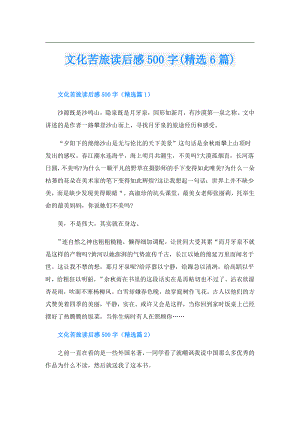 文化苦旅读后感500字(精选6篇).doc