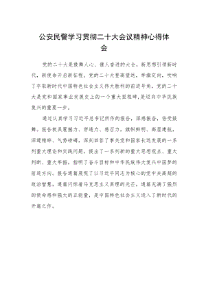 公安民警学习贯彻二十大会议精神心得体会.docx