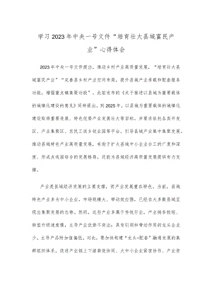 学习2023年中央一号文件“培育壮大县域富民产业”心得体会.docx