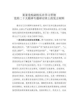 某某党校副校长在学习贯彻党的二十大精神专题研讨班上的发言材料.docx