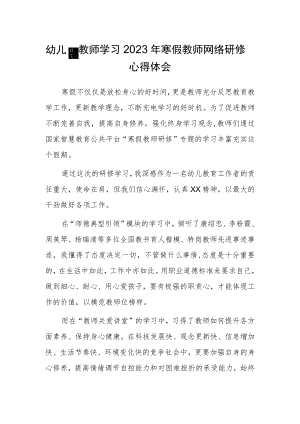 幼儿园教师学习2023年寒假教师网络研修心得体会.docx