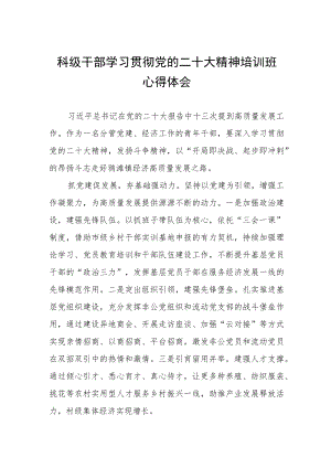 科级干部学习贯彻党的二十大精神培训班心得体会.docx