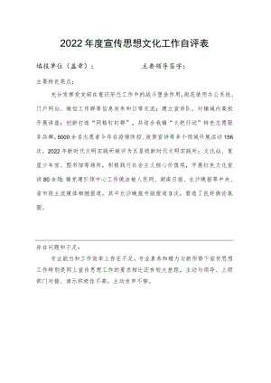 2022年度宣传思想文化工作自评表.docx