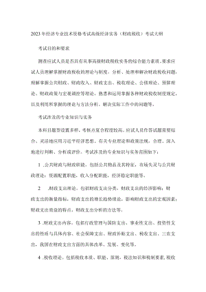 2023年经济专业技术资格考试高级经济实务（财政税收）考试大纲.docx