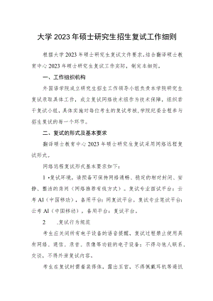 大学2023年硕士研究生招生复试工作细则.docx