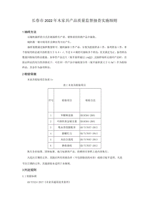 长春市2022年木家具产品质量监督抽查实施细则.docx