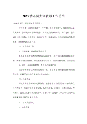 2023幼儿园大班教师工作总结.docx