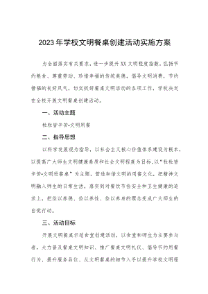 2023年学校文明餐桌创建活动实施方案.docx