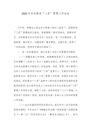 2022年农村集体“三资”管理工作总结.docx