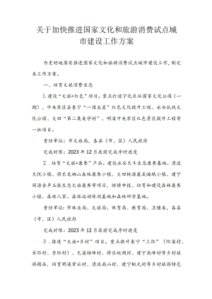 关于加快推进国家文化和旅游消费试点城市建设工作方案.docx