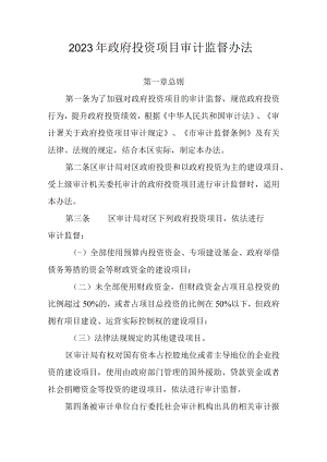 2023年政府投资项目审计监督办法.docx