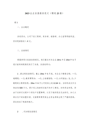 （23篇）2023企业自查报告范文.docx