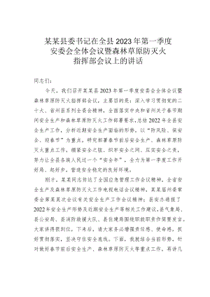 某某县委书记在全县2023年第一季度安委会全体会议暨森林草原防灭火指挥部会议上的讲话.docx