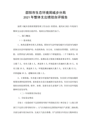 邵阳市生态环境局城步分局2021年整体支出绩效自评报告.docx