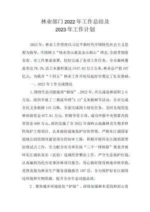 林业部门2022年工作总结及2023年工作计划.docx