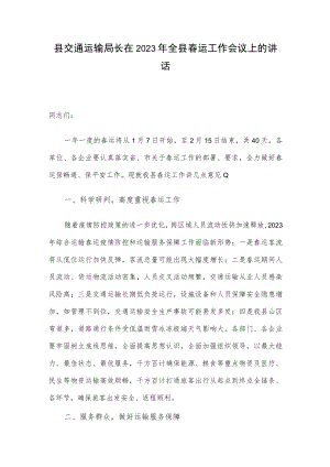 县交通运输局长在2023年全县春运工作会议上的讲话.docx