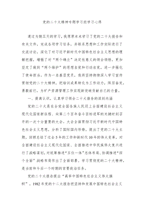 党的二十大精神专题学习班学习心得.docx