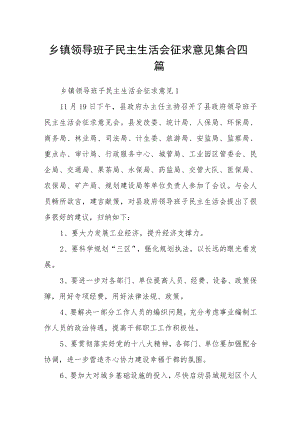 乡镇领导班子民主生活会征求意见集合四篇.docx