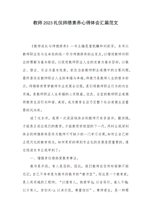 教师2023礼仪师德素养心得体会汇篇范文.docx