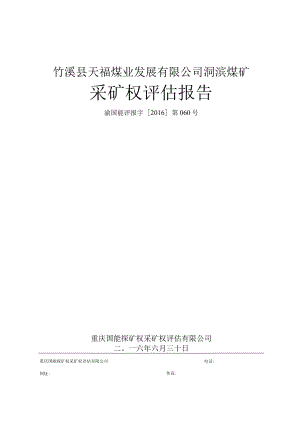 竹溪县天福煤业发展有限公司洞滨煤矿采矿权评估报告.docx