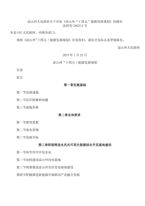凉山州人民政府关于印发《凉山州“十四五”能源发展规划》的通知.docx