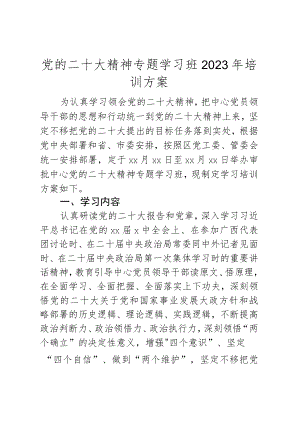 党的二十大精神专题学习班2023年培训方案.docx