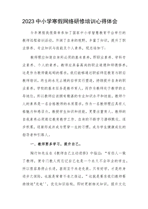2023年老师寒假网络研修培训学习心得体会【5篇】.docx