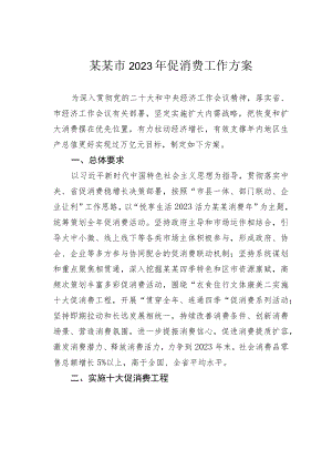 某某市2023年促消费工作方案.docx