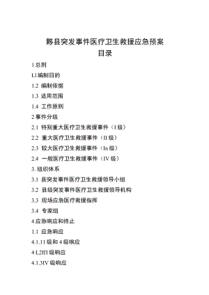 黟县突发事件医疗卫生救援应急预案目录.docx