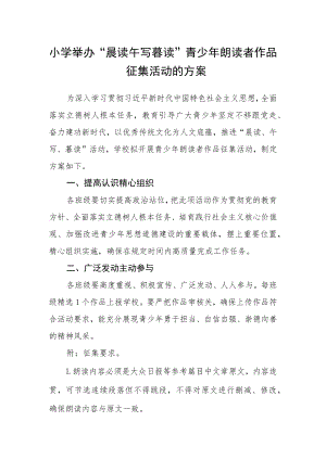 小学举办“晨读午写暮读”青少年朗读者作品征集活动的方案.docx