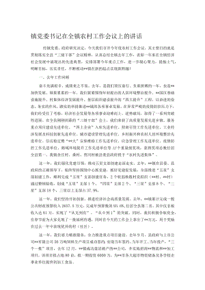 镇党委书记在全镇农村工作会议上的讲话.docx
