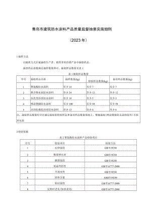 青岛市建筑防水涂料产品质量监督抽查实施细则2023年.docx