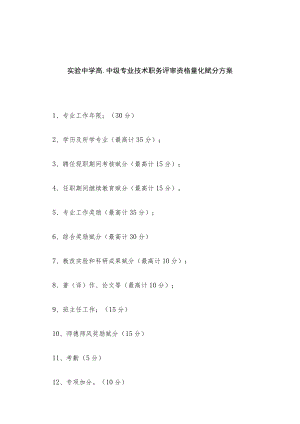 实验中学高、中级专业技术职务评审资格量化赋分方案.docx