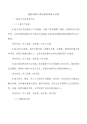 2023政府工作主要任务分工方案.docx