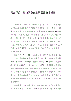 两会评论：勠力同心谋发展+团结奋斗谱新篇（20230308）.docx