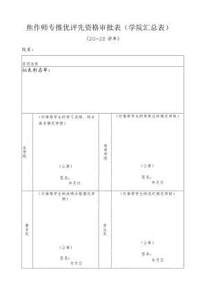 焦作师专推优评先资格审批表学院汇总表.docx