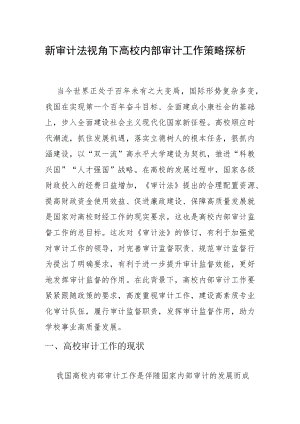 新审计法视角下高校内部审计工作策略探析.docx