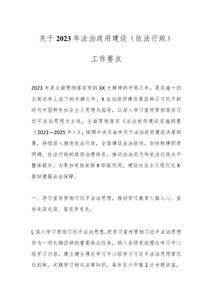 关于2023年法治政府建设（依法行政）工作要点.docx