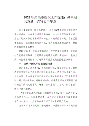 2022年某某市组织工作综述：凝聚组织力量谱写实干华章.docx