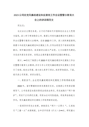 2023公司在党风廉政建设和反腐败工作会议暨警示教育大会上的讲话稿范文.docx