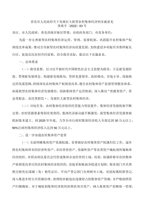 青岛市人民政府关于发展壮大新型农村集体经济的实施意见.docx