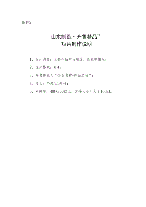 “山东制造·齐鲁精品”短片制作说明.docx