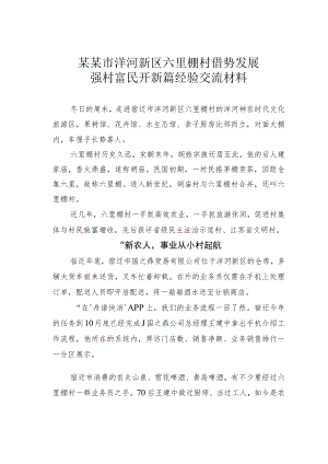 某某市洋河新区六里棚村借势发展强村富民开新篇经验交流材料.docx