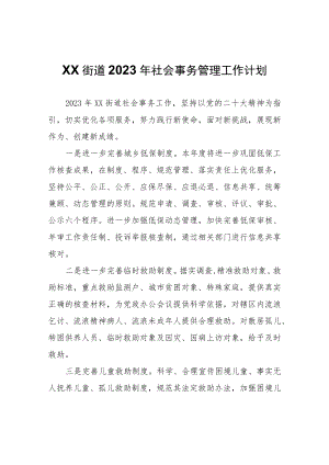 XX街道2023年社会事务管理工作计划.docx