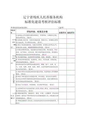 辽宁省残疾人托养服务机构标准化建设考核评估标准.docx