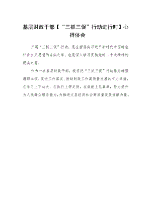 基层财政干部【“三抓三促”行动进行时】心得体会范文.docx