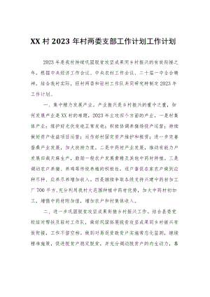 XX村2023年村两委支部工作计划工作计划.docx