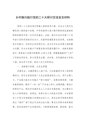 乡村振兴践行党的二十大研讨交流发言材料.docx