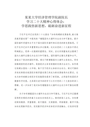 某某大学经济管理学院副院长学习二十大精神心得体会：学思践悟新思想砥砺奋进新征程.docx